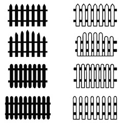 collection of Garden fence wooden icon ,vector