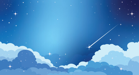 Night sky landscape vector, fantasy background, wallpaper