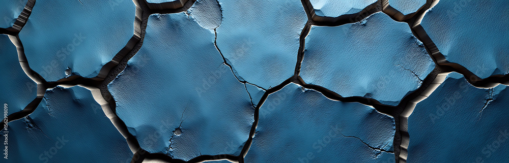 Poster toned rock texture forms cracked stone surface abstract blue background ample space custom design