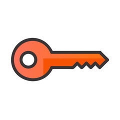 Isolated cartoon key illustration on dark black background