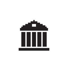 bank building icon pixel art, vector illustration on isolated background.