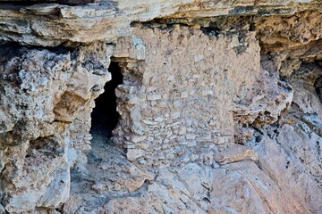 Ancient Native American (Indian) structures at Montezuma Well, Rimrock, Arizona.