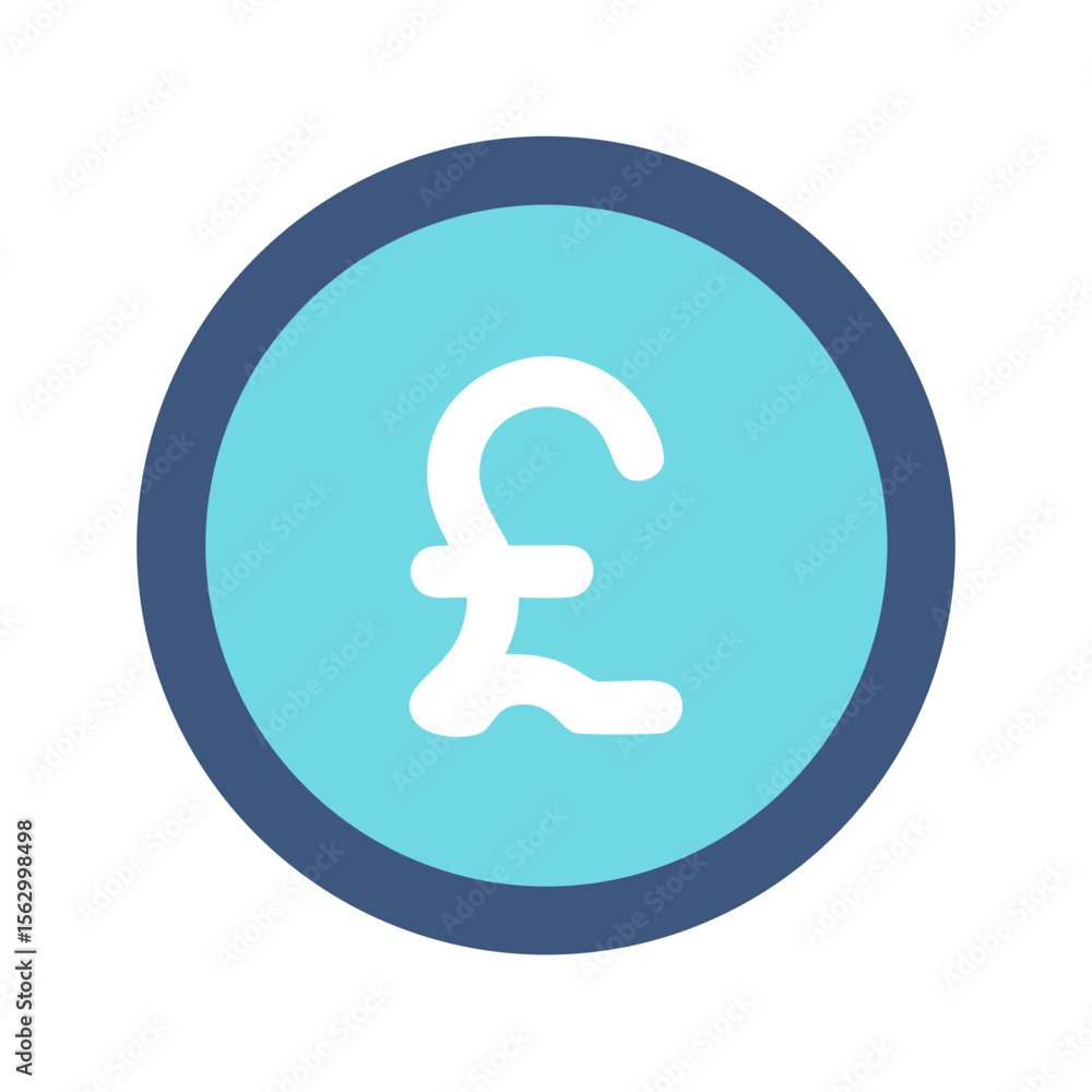 Poster minimalist pound currency symbol icon on colorful round button