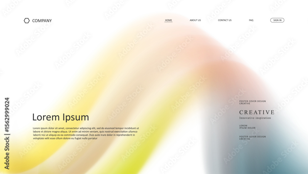 Poster abstract wave of landing page. fluid gradient website design