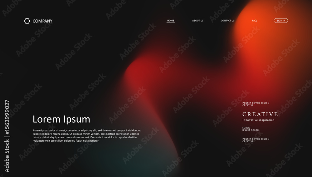 Poster abstract wave of landing page. fluid gradient website design
