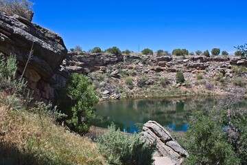Looking down on Montezuma Well, Rimrock, Arizona.