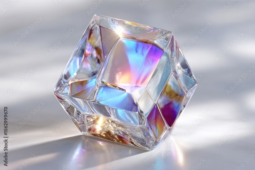 Poster 3d render of mana crystal floating and rotating slightly