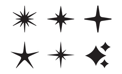 Retro Style Starbursts and Glowing Sparkle Icons Vector Illustration eps 10