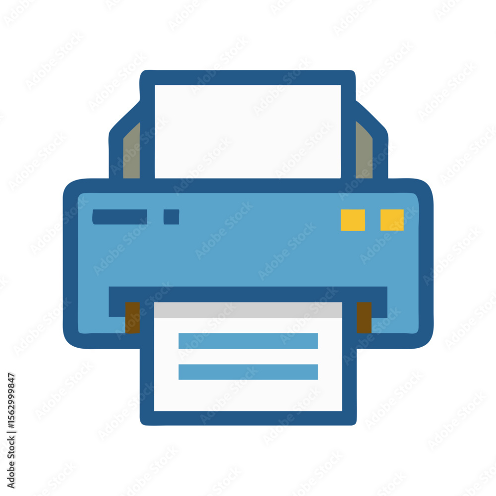 Poster vector printer icon with paper output on black background