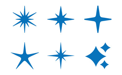 Minimalist Blue Sparkle and Flash Icons for Design Projects. Vector Illustration