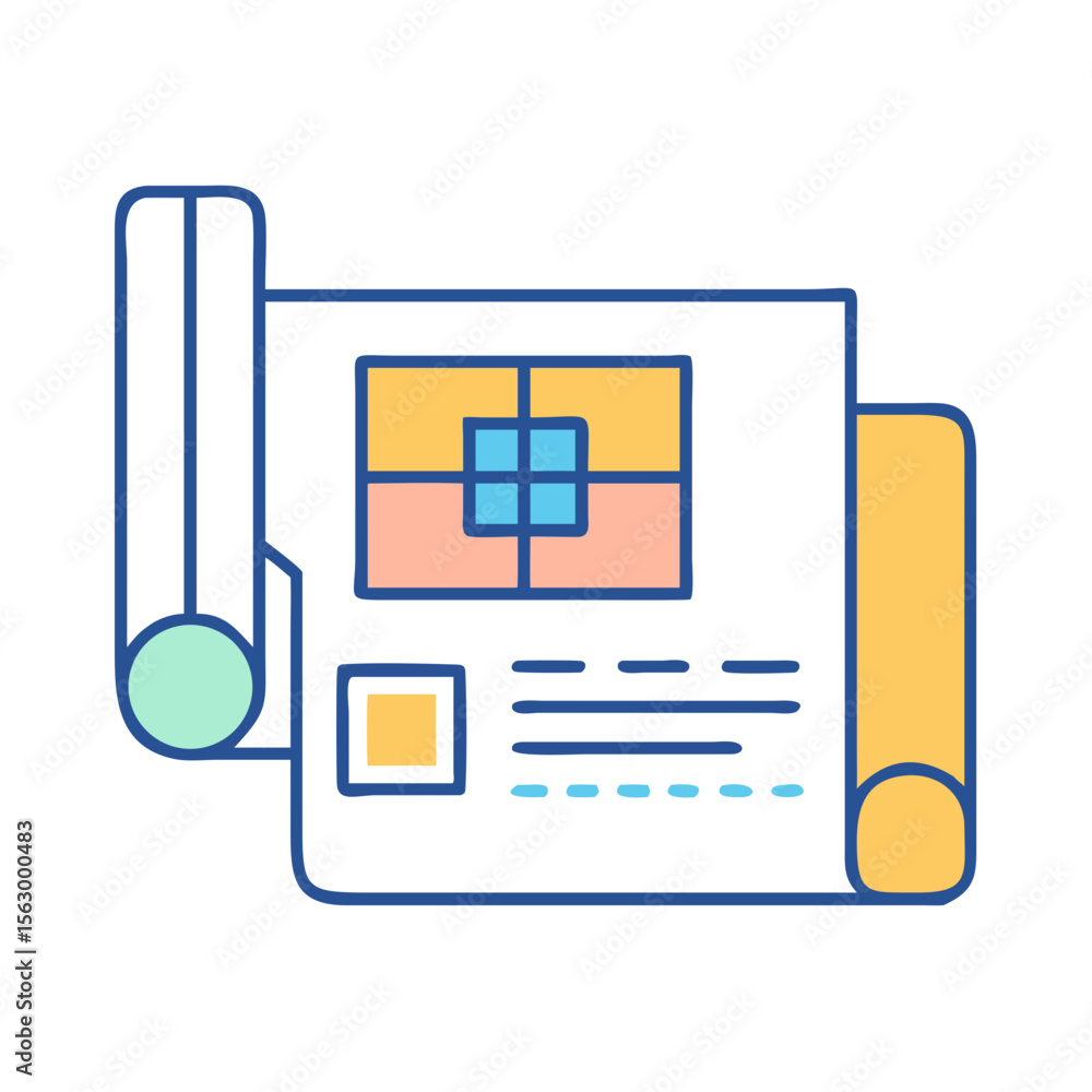 Poster blueprint icon representing architectural plans and design documents