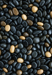 Abstract Background of Wet Black and Brown River Stones