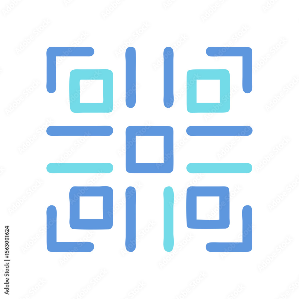 Poster abstract geometric pattern featuring squares and lines in blues