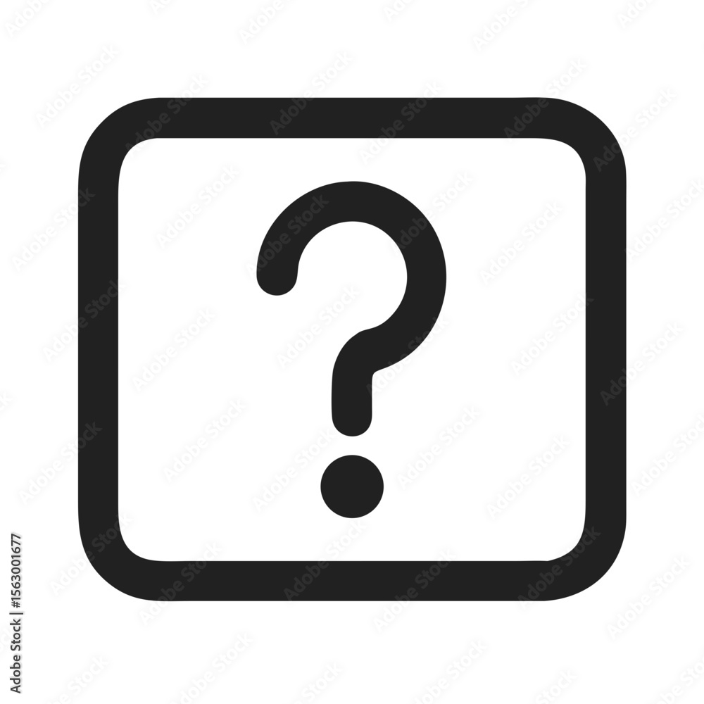 Poster black question mark within rounded square on black background
