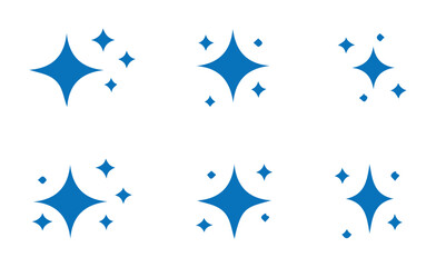 Twinkle and Starburst Symbol Pack in Blue Silhouette Style