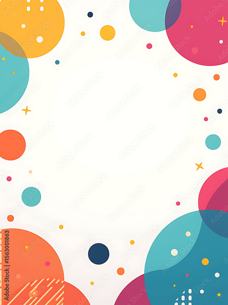 Aufkleber simple geometric shapes bright colors adorn clean empty modern background optional gradient