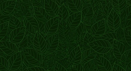 Fototapeta premium Dark Green Leaf Pattern: Detailed Botanical Illustration Background Texture