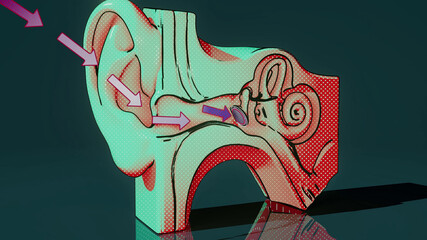 Conceptual 3D illustration of an ear anatomy