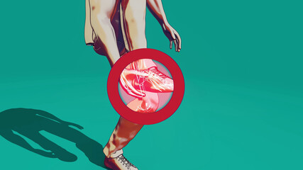 Conceptual illustration of a man suffering from plantar fasciitis