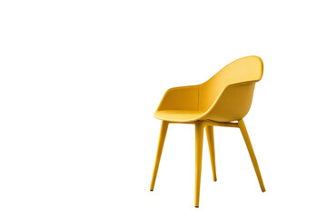Modern yellow armchair with four legs isolated on a transparent background isolated on transparent background