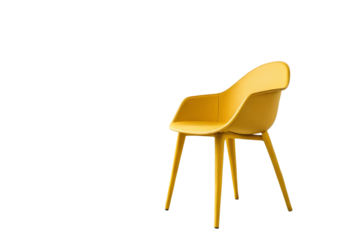 Modern yellow armchair with four legs isolated on a transparent background isolated on transparent background