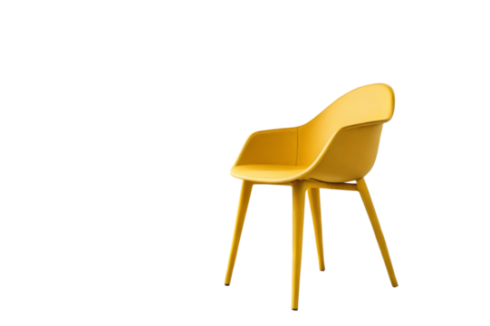 Modern yellow armchair with four legs isolated on a transparent background isolated on transparent background