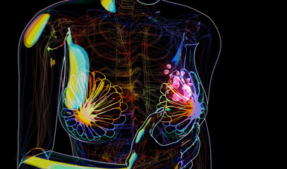 Conceptual Woman with breast cancer
