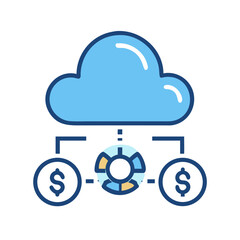 Cloud computing financial data analysis icon business concept illustration