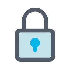 Stylized blue and gray padlock symbol on black background