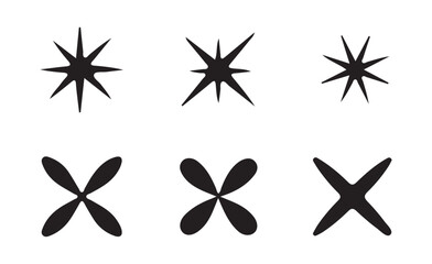 Simple Sparkle Silhouettes Set – Flat Vector Design Elements
