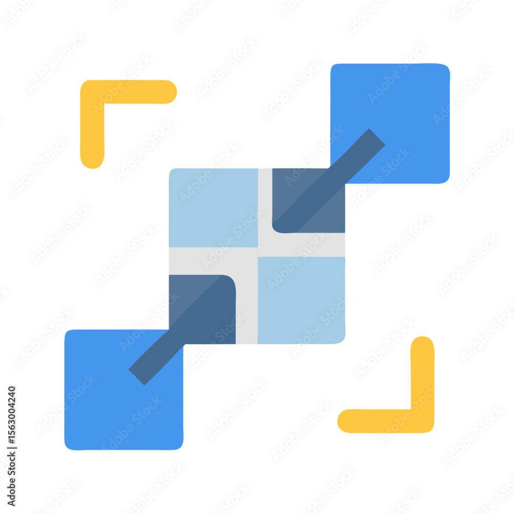 Poster modern data structure icon featuring blue squares and shapes
