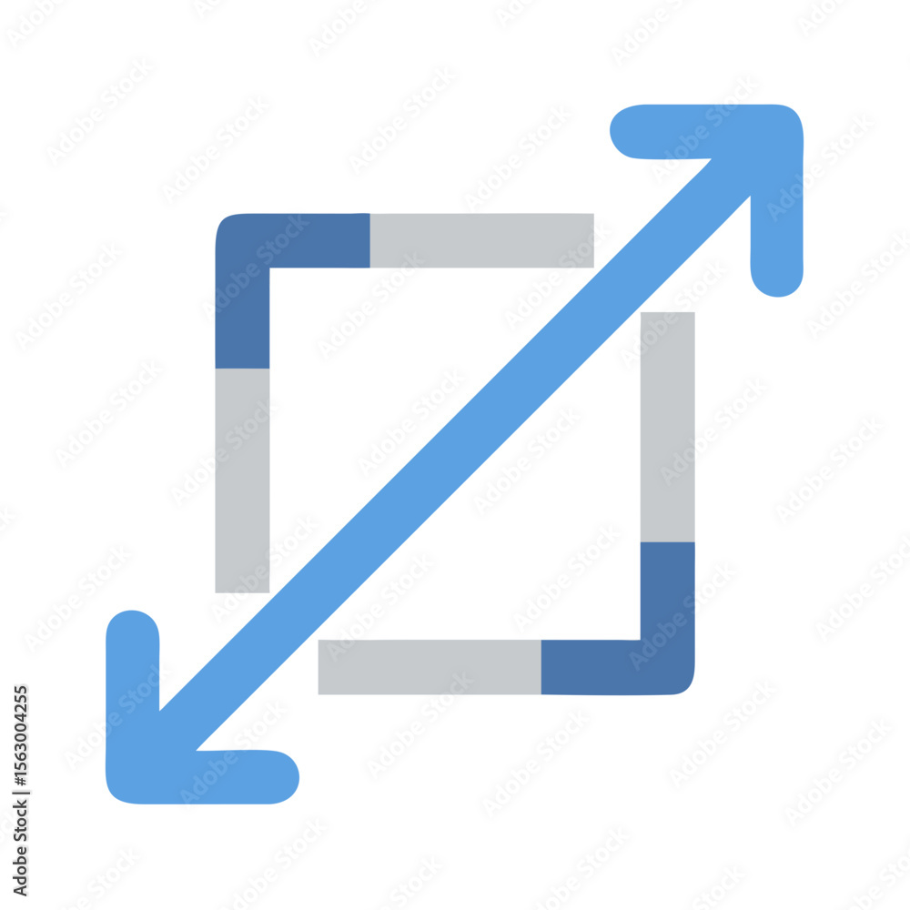 Aufkleber scale icon displaying expansion and resize symbol on black