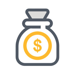 Money bag graphic icon representing business finance savings