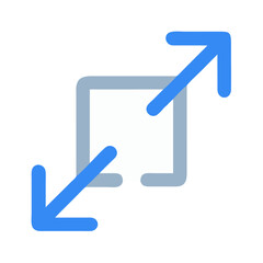 Resize icon with expanding arrows on black background