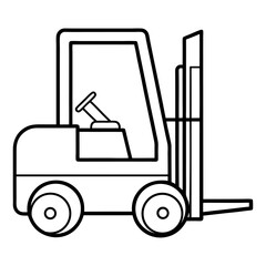 Clean vector illustration of a forklift on a white background with yellow and cyan accents