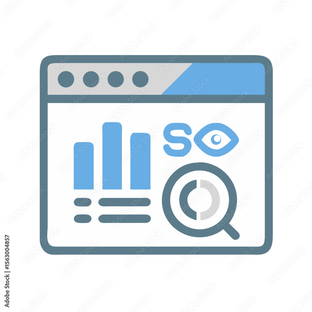 Aufkleber website analytics dashboard illustration for search engine optimization
