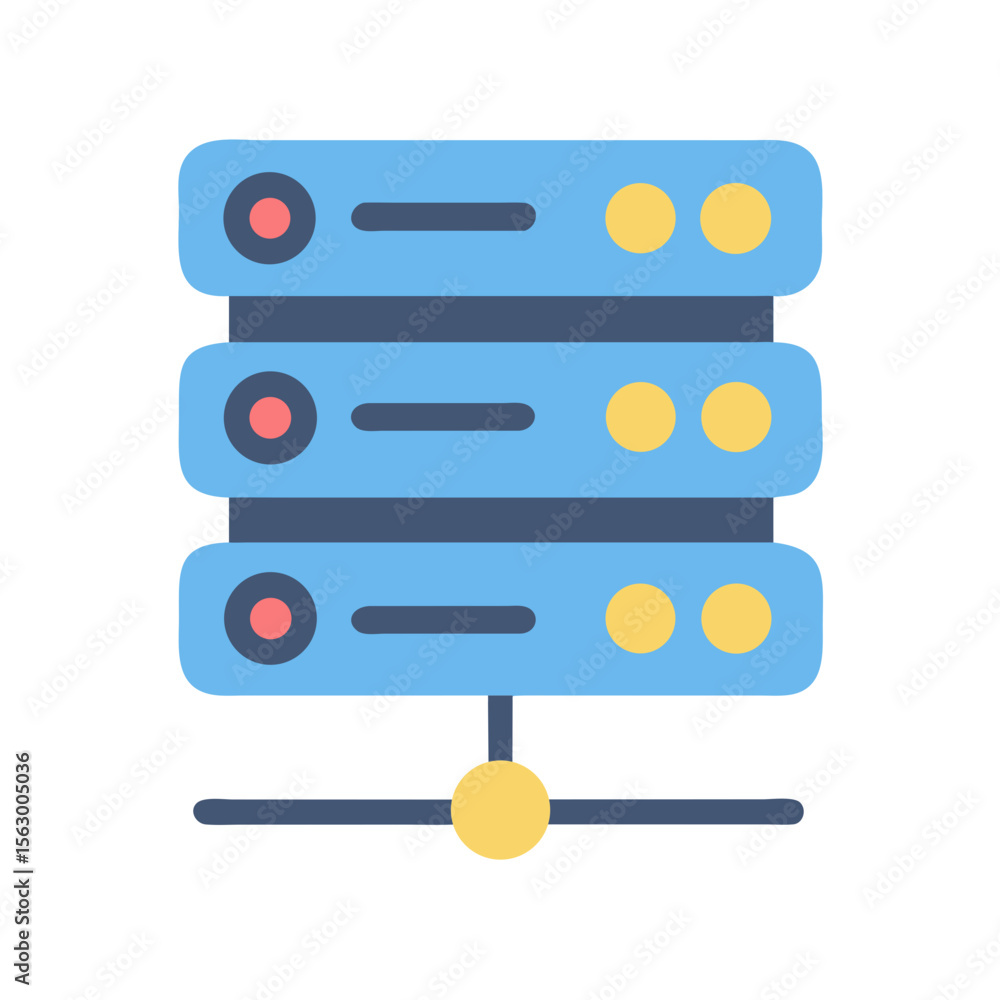 Poster simple flat vector illustration of a data server stack