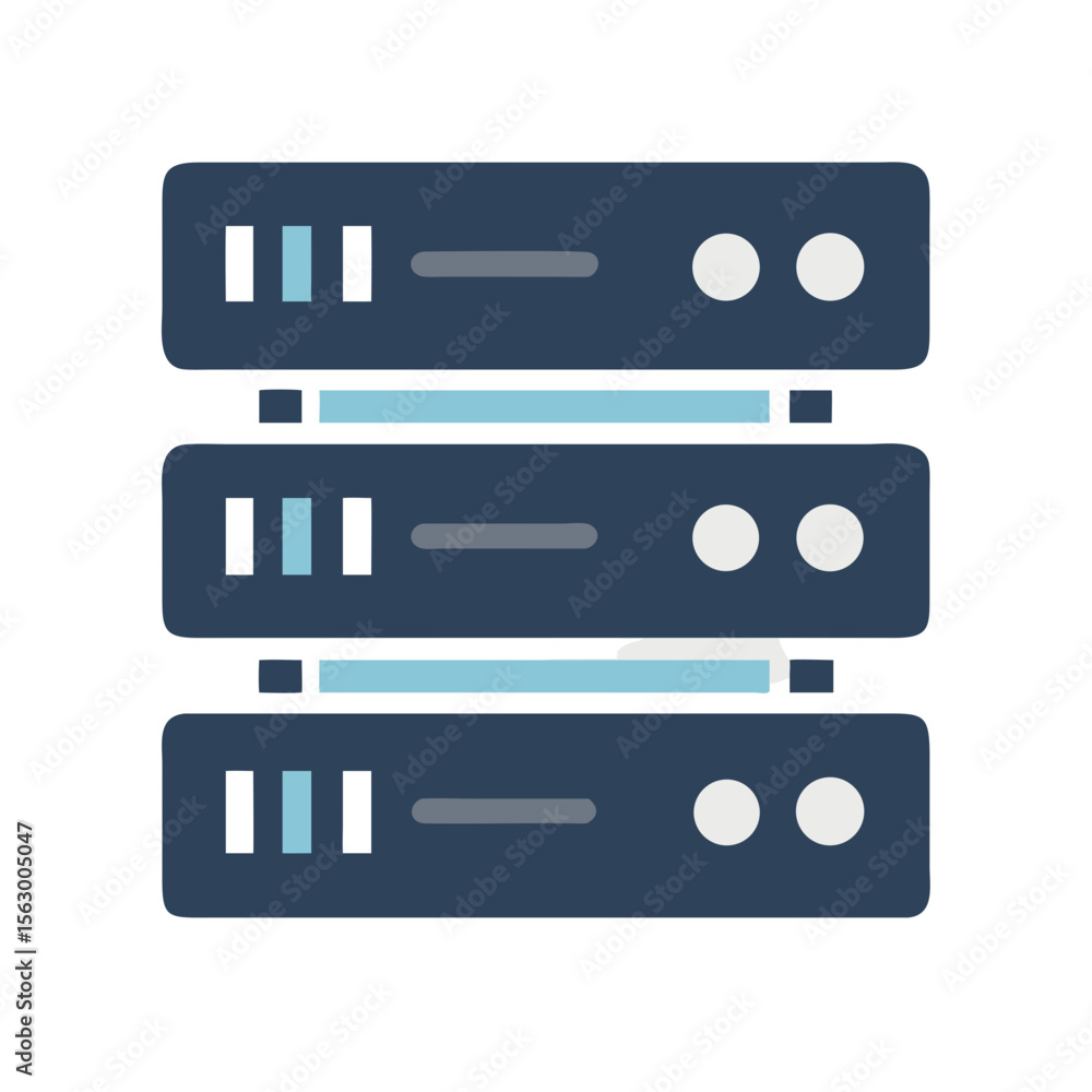 Poster stylized server stack data storage network communication concept image
