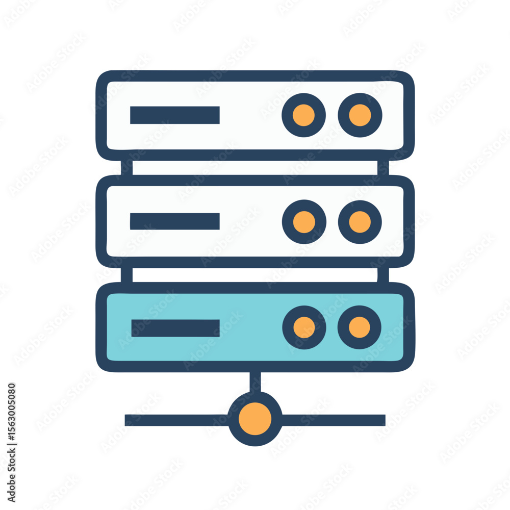 Poster stylized server rack icon illustrating network data infrastructure