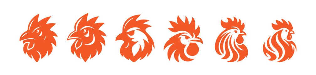 Vector Rooster Icons Collection for Logo or Design