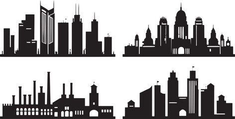 Obraz premium Diverse city skylines architectural silhouettes cityscape
