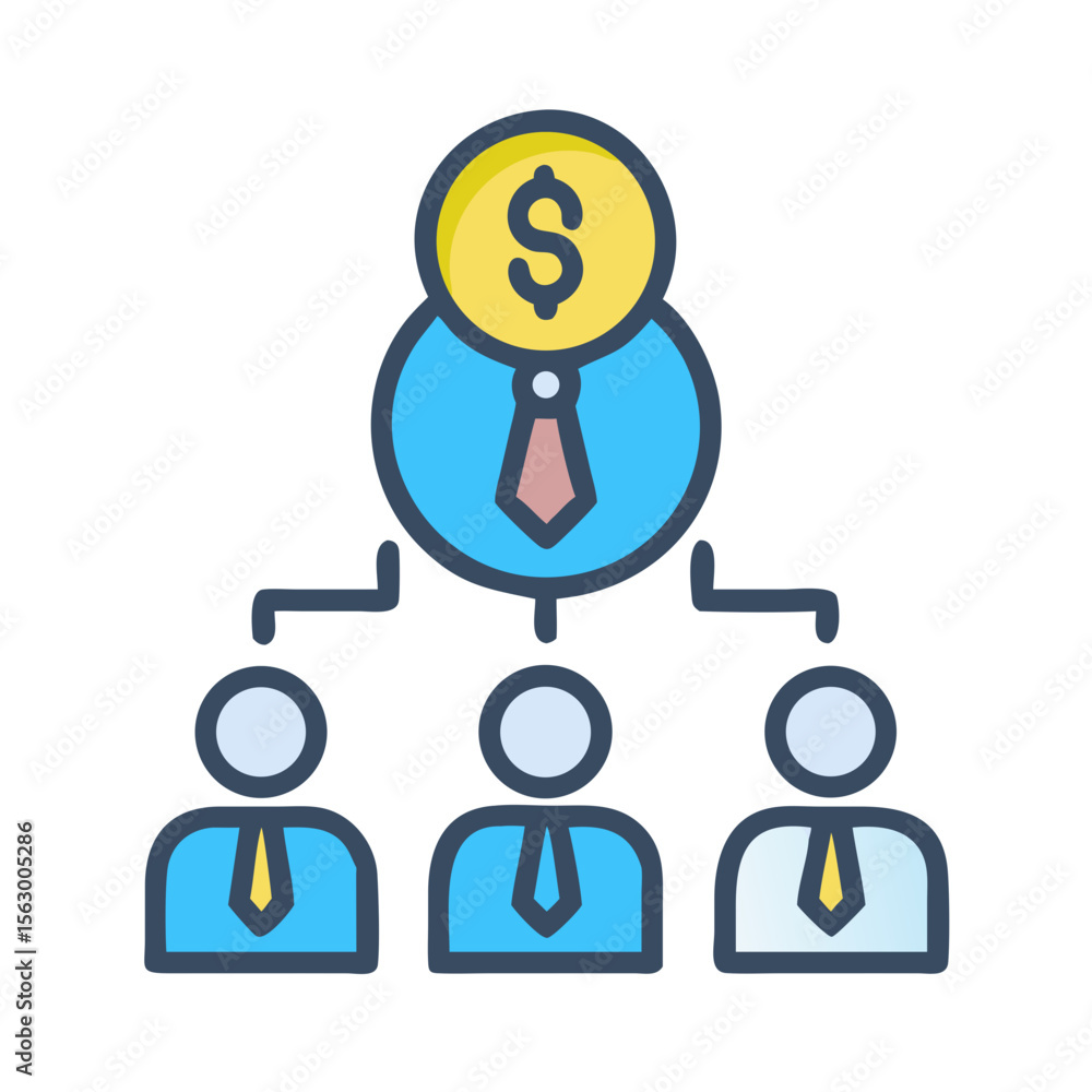 Poster hierarchy with money icon business team structure