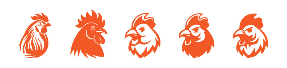 Vector Rooster Icons Collection for Logo or Design