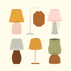 Table Lamp Bohemian Interior Illustration