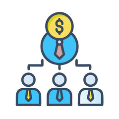 Hierarchy with Money Icon Business Team Structure