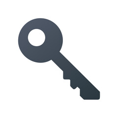 Simple dark gray key illustration isolated on black background