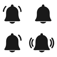 Notification bells icon isolated. Doorbell icons for apps like youtube, alert ringing or subscriber alarm symbol, vector Illustration.