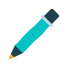 Modern simple teal writing pen isolated against black background