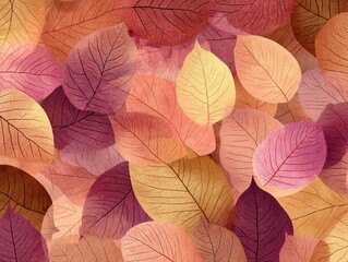 Obraz premium Overlapping fall leaves in warm tones made seamless background