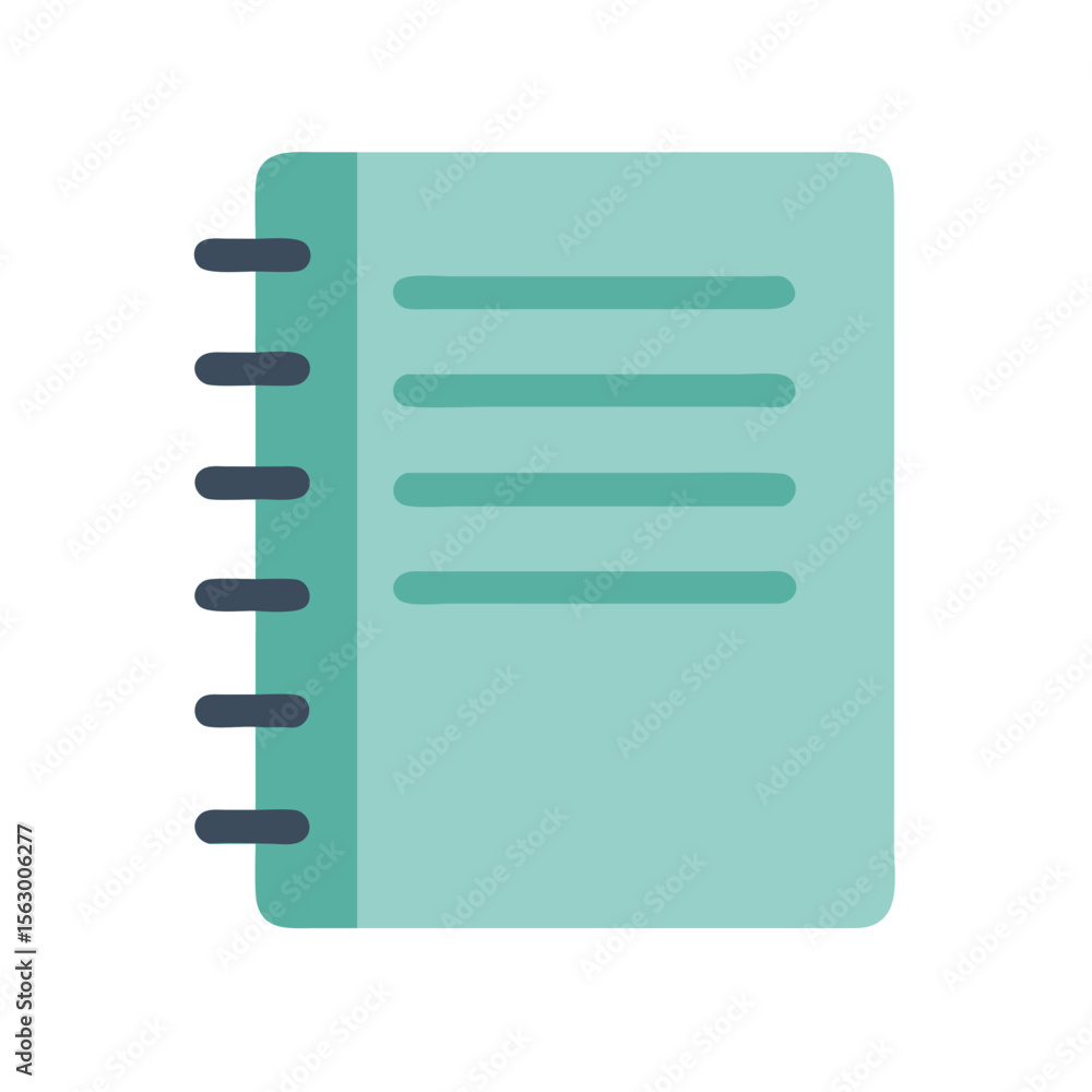 Poster minimalist notebook design with spiral binding on black background
